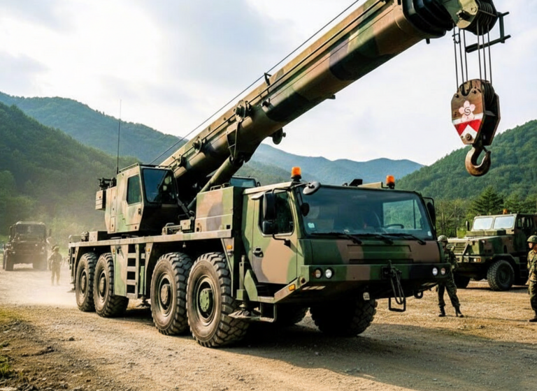 ［茨城県］小美玉市の百里基地で110tオールテレーンで戦闘機を吊り上げ訓練！